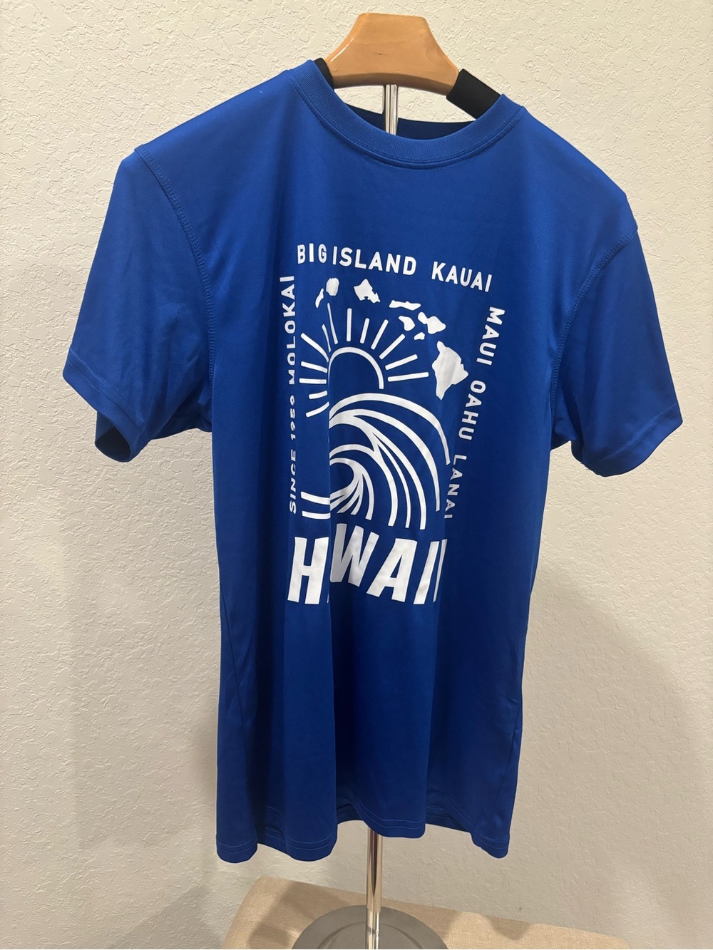 Island Crew Hawaii Dri Fit T Shirt Blue Hawaiian Islands Graphic Mens Small